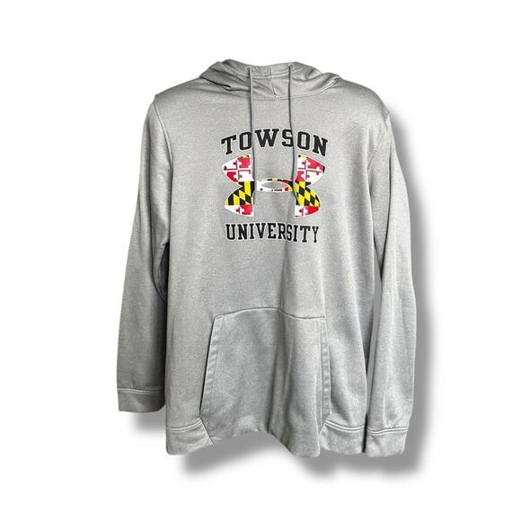 Under Armour Loose NCAA Towson University Maryland Flag Logo Hoodie Gray XL - Picture 1 of 5